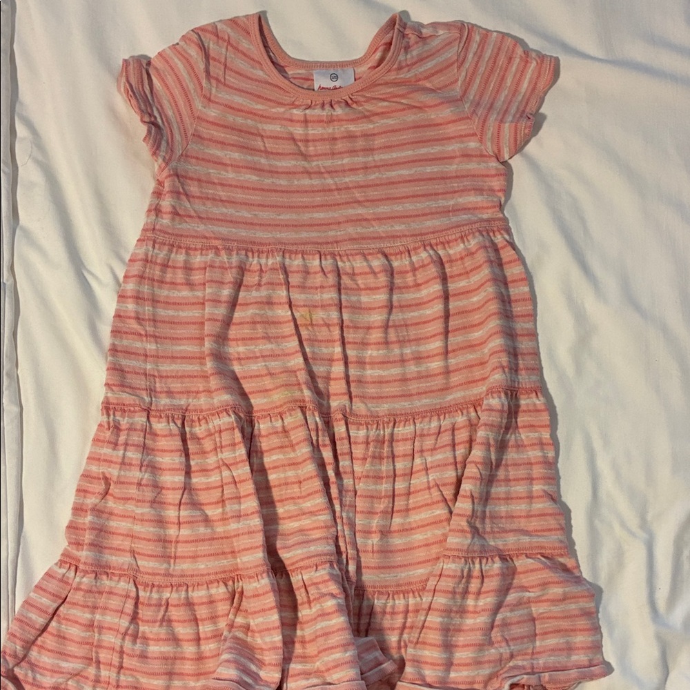 Hanna Andersson Peach, Pink & White Striped Tiered Twirl Knit Dress